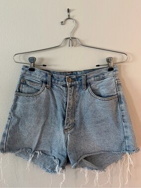PacSun Light Wash High-Rise Frayed Denim Shorts